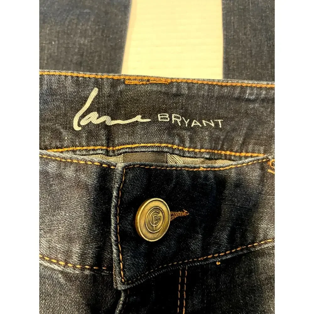 Lane Bryant women's dark wash jeans sz 18 petite slim boot genius fit jeans